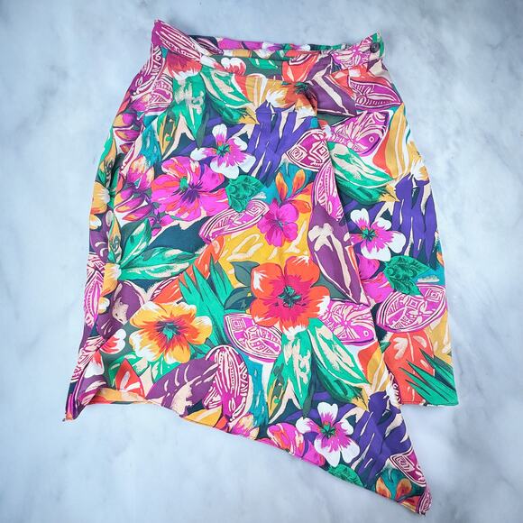 🌺Vintage Real Silk Wrap Skirt – Tropical Floral, Georgiou Studio, Cyprus - Picture 6 of 6
